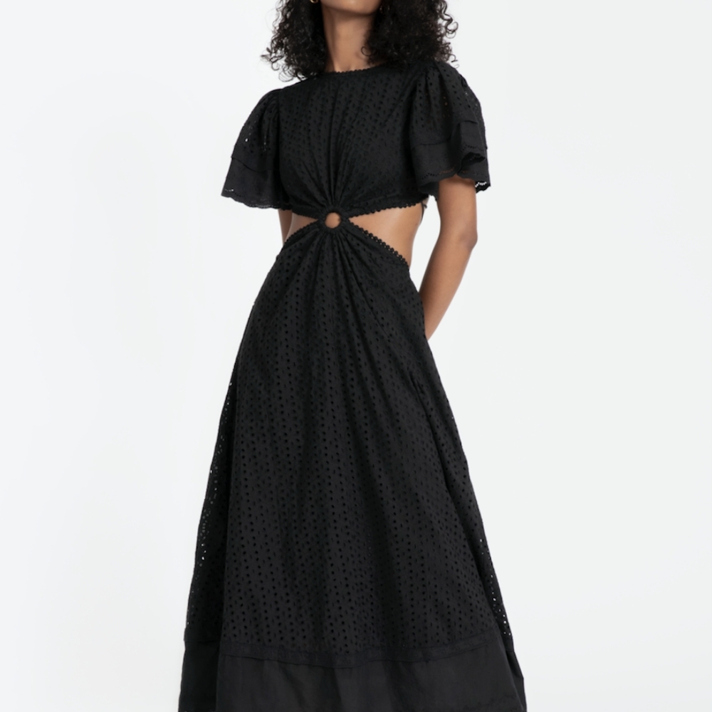 Maia Bergman backless black Caroline eyelet dress